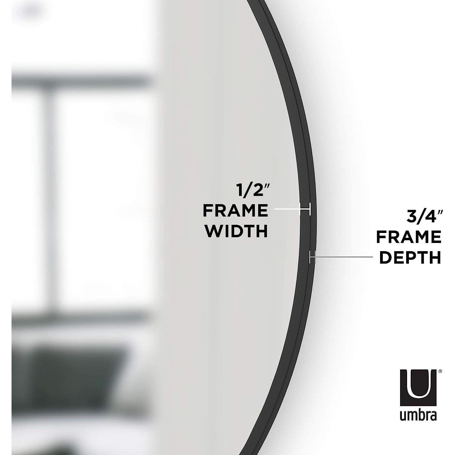 Round Rubber Wall Mirror 37 Inch Diameter With Protective Rubber Frame