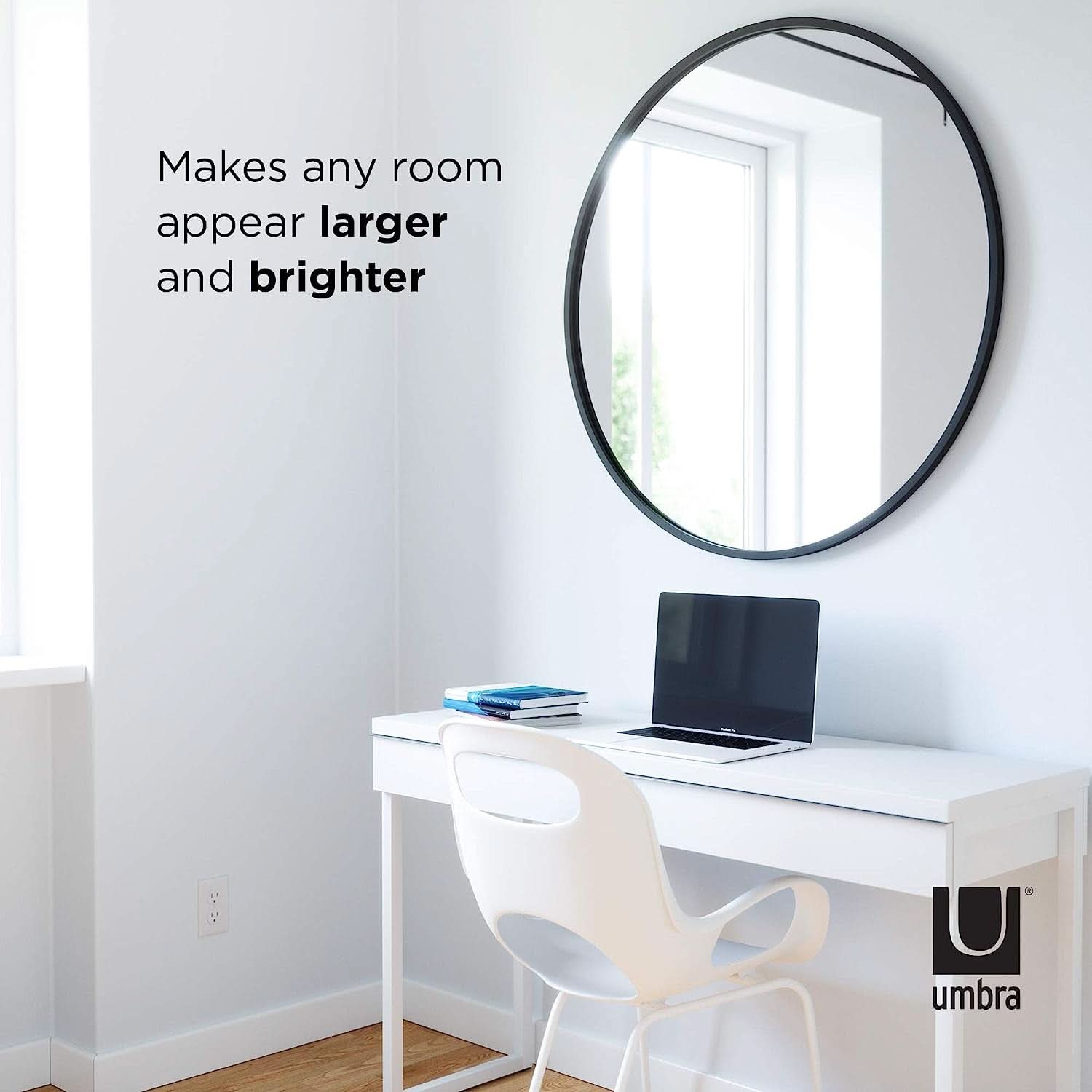 Round Rubber Wall Mirror 37 Inch Diameter With Protective Rubber Frame