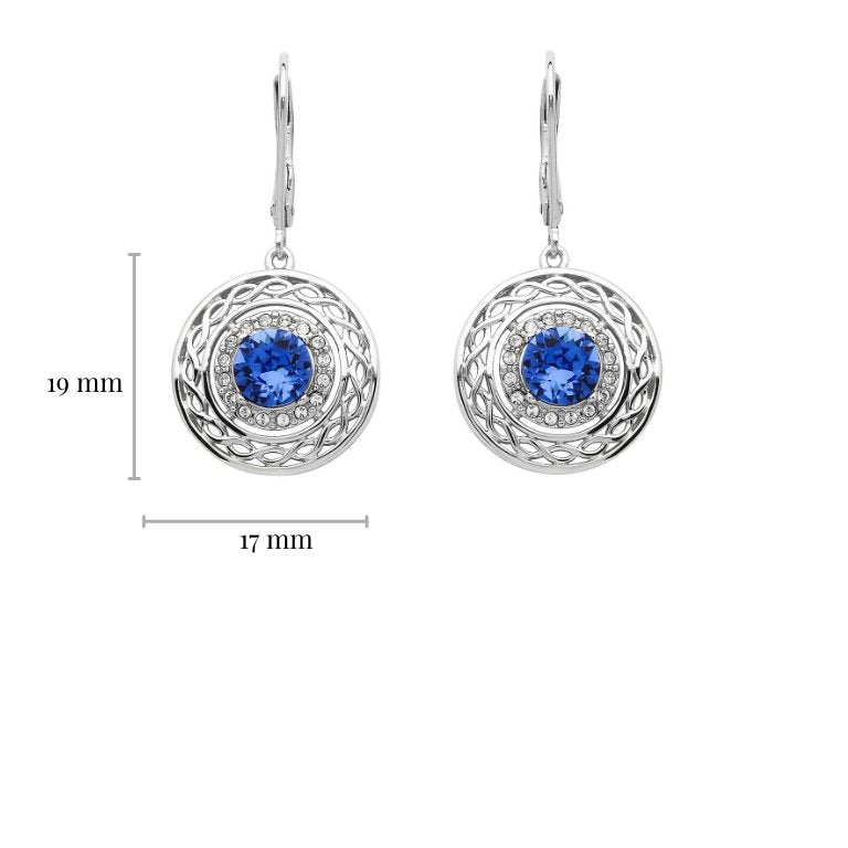 Round Sapphire Celtic Earrings