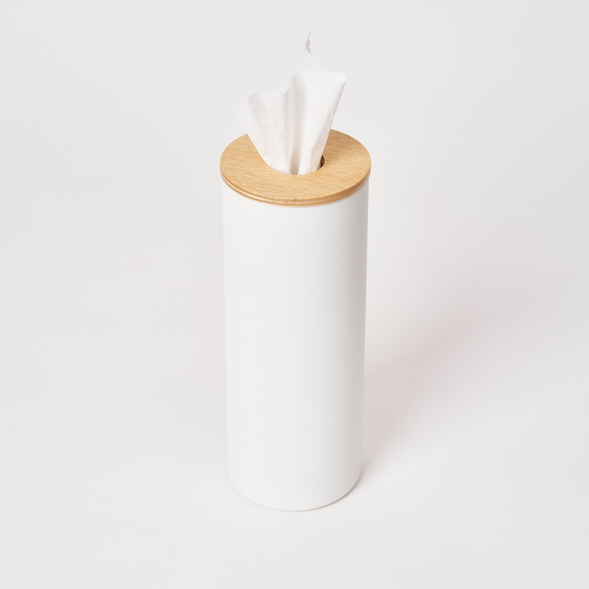 Round Tissue Case - Steel + Wood