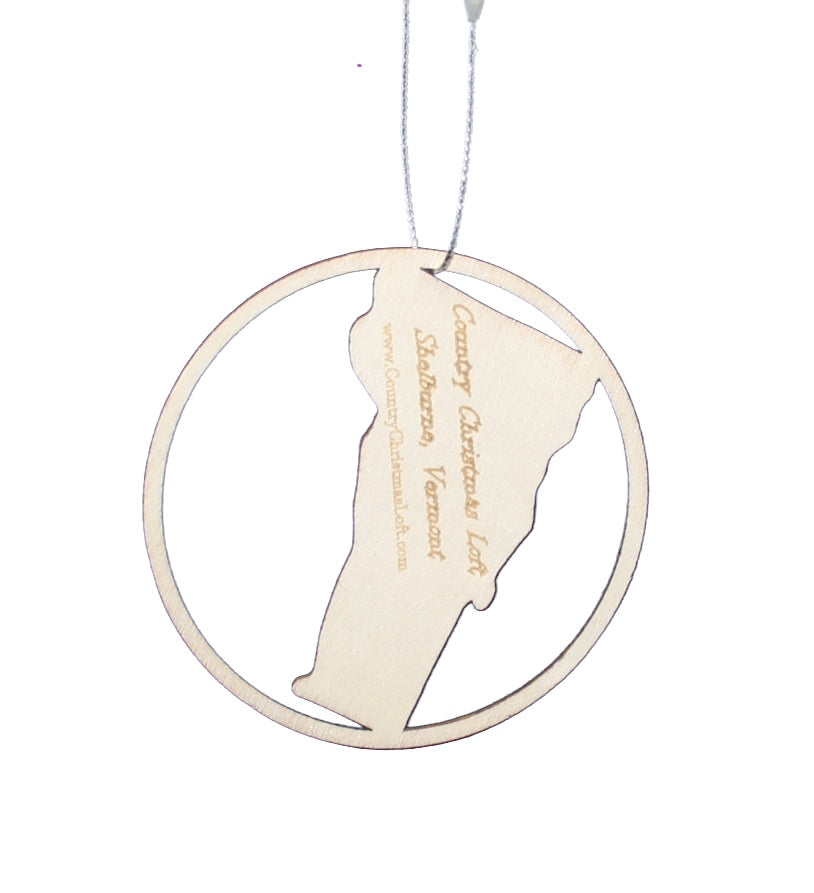 Round Wooden Vermont Ornament