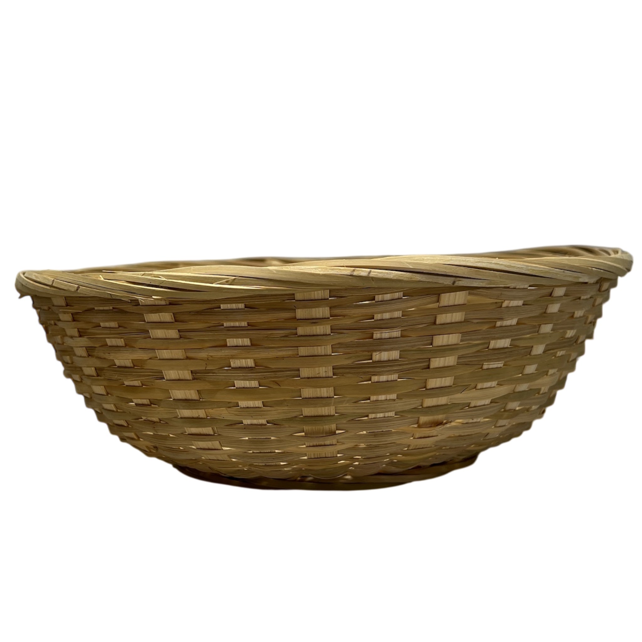 Round woven wicker basket