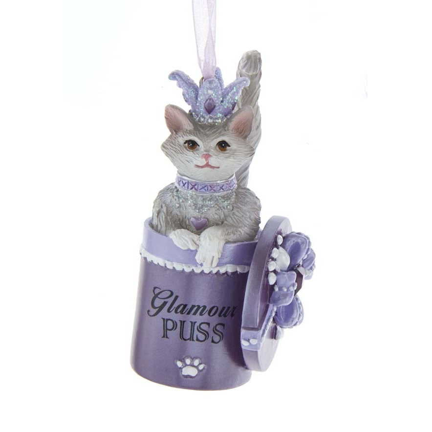 Royal Splendor Purple Cat Ornament - Glamour Puss