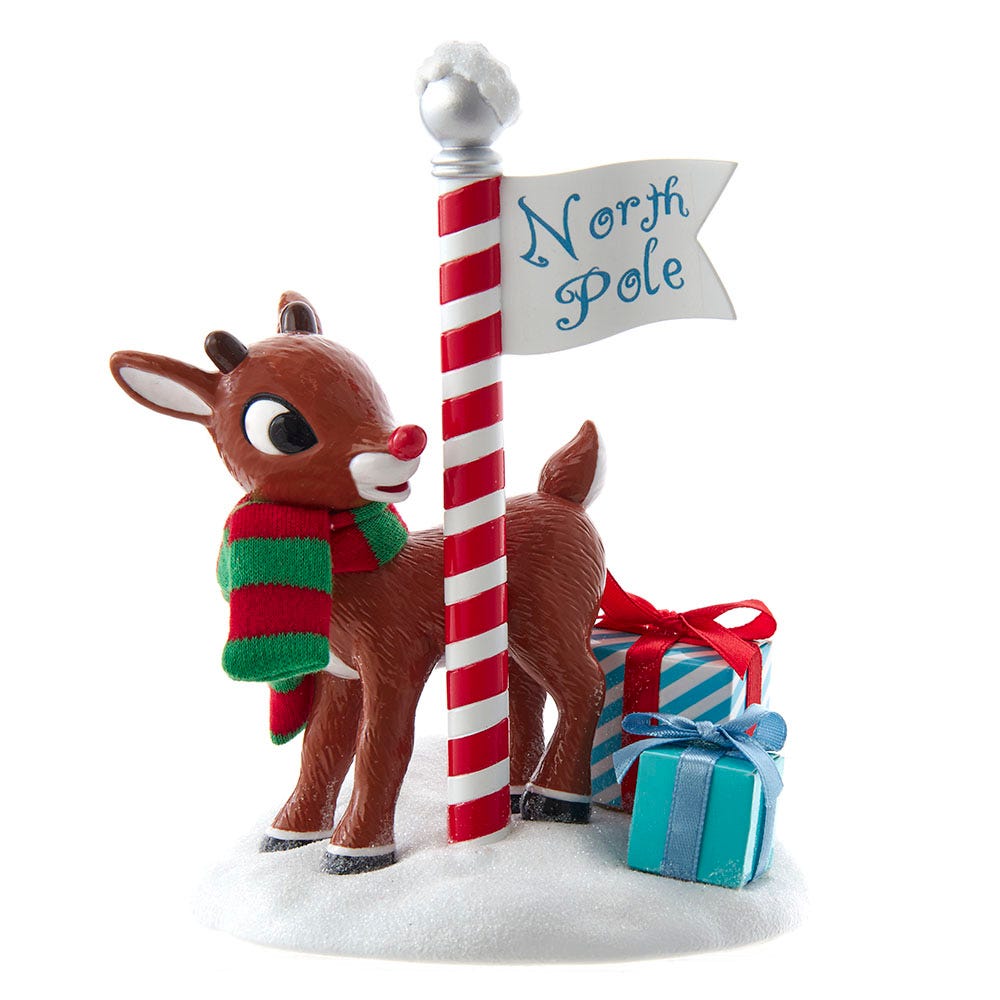 Rudolph The Red Nose Reindeer North Pole Figurine