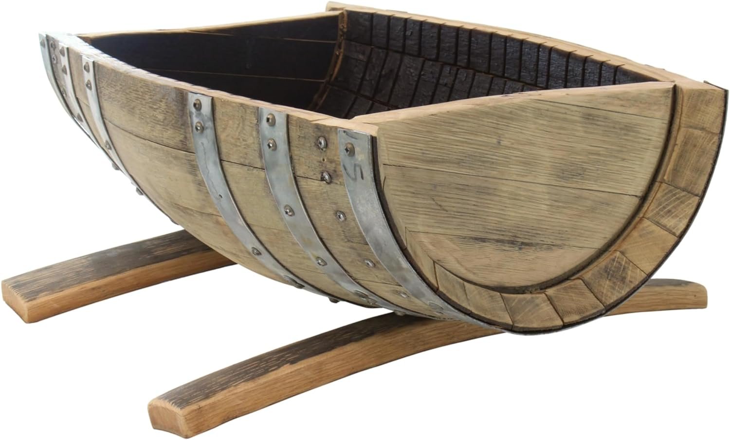 Rustic Flower Planter, Made from Real Wooden Whiskey Barrels, White Oak, Indoor or Outdoor