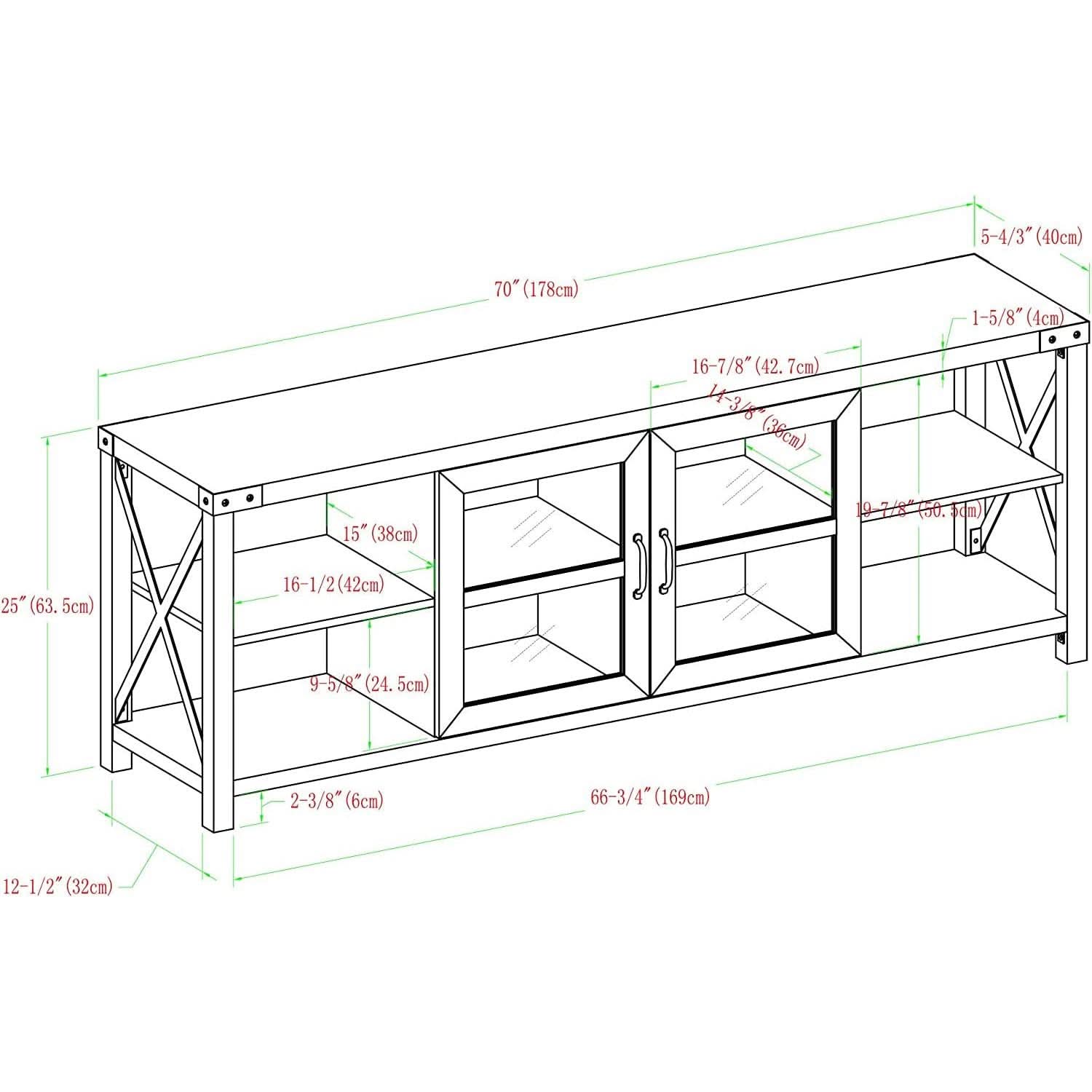 Rustic Modern 70 Inch TV Console With Open Shelves