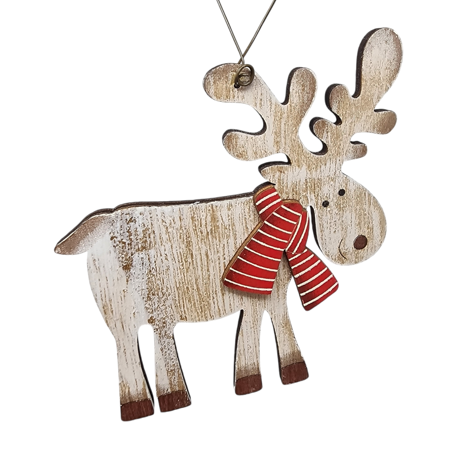 Rustic Wooden Reindeer Ornament -