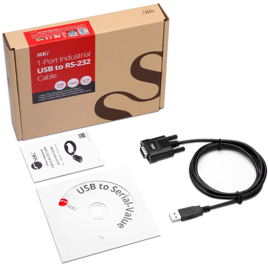 SIIG 1-Port Industrial USB to RS-232 Cable ID-SC0211-S2