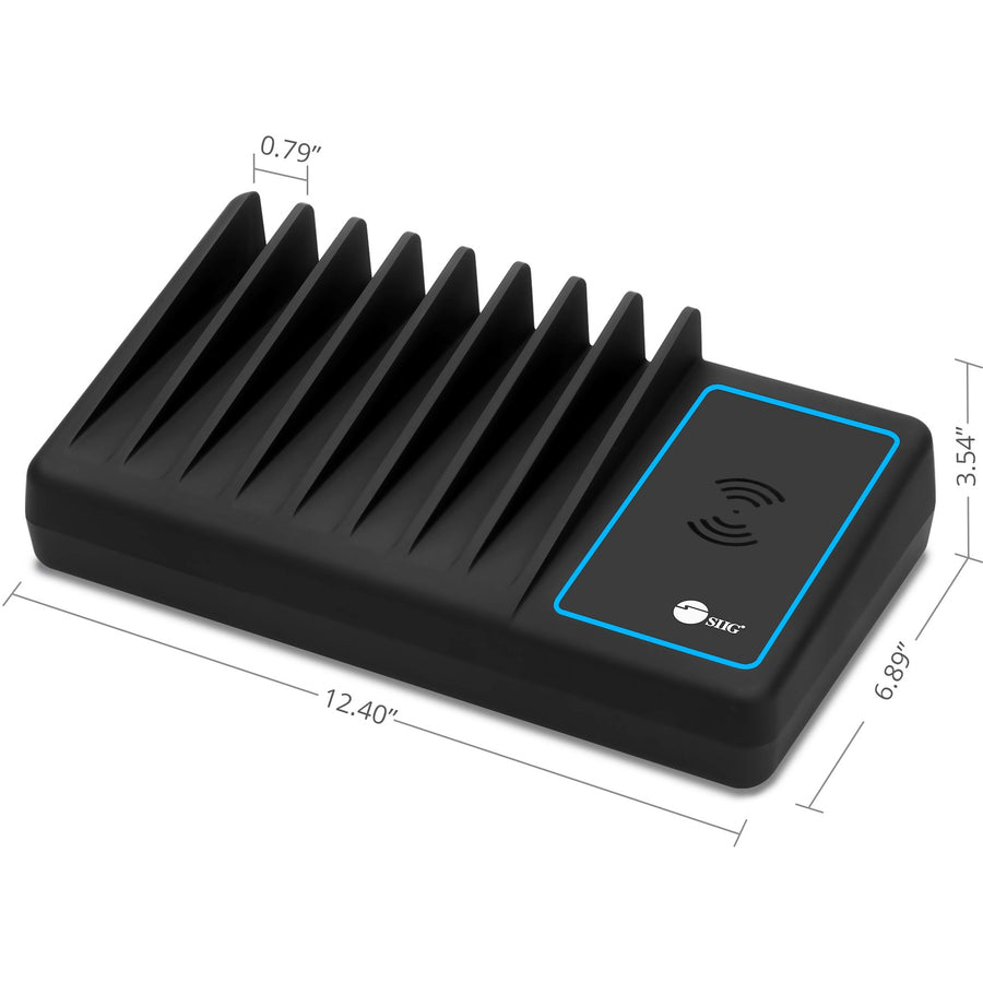 SIIG 10-Port USB-A/C & Wireless Charging Station With Ambient Light Deck AC-PW1H11-S1