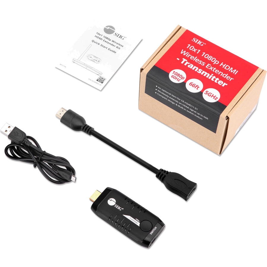 SIIG 10x1 1080p Wireless HDMI Extender 66ft - Transmitter CE-H24E11-S1