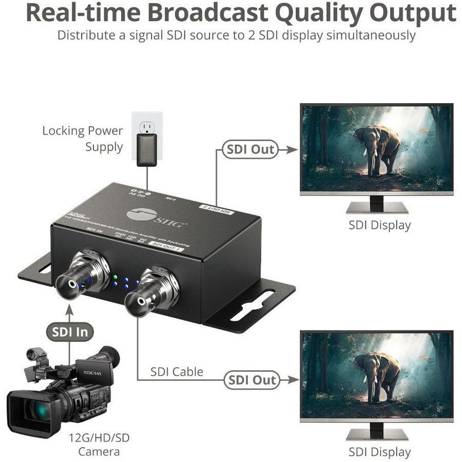 SIIG 1x2 12G SDI Distribution Amplifier - 70M CE-SD0F11-S1