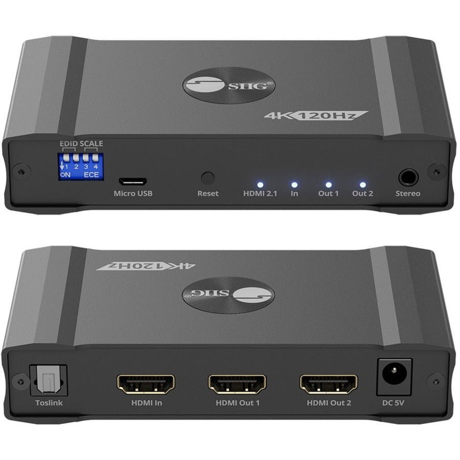 SIIG 1x2 4K120Hz HDMI Splitter with EDID & Audio Extractor CE-H27C11-S1