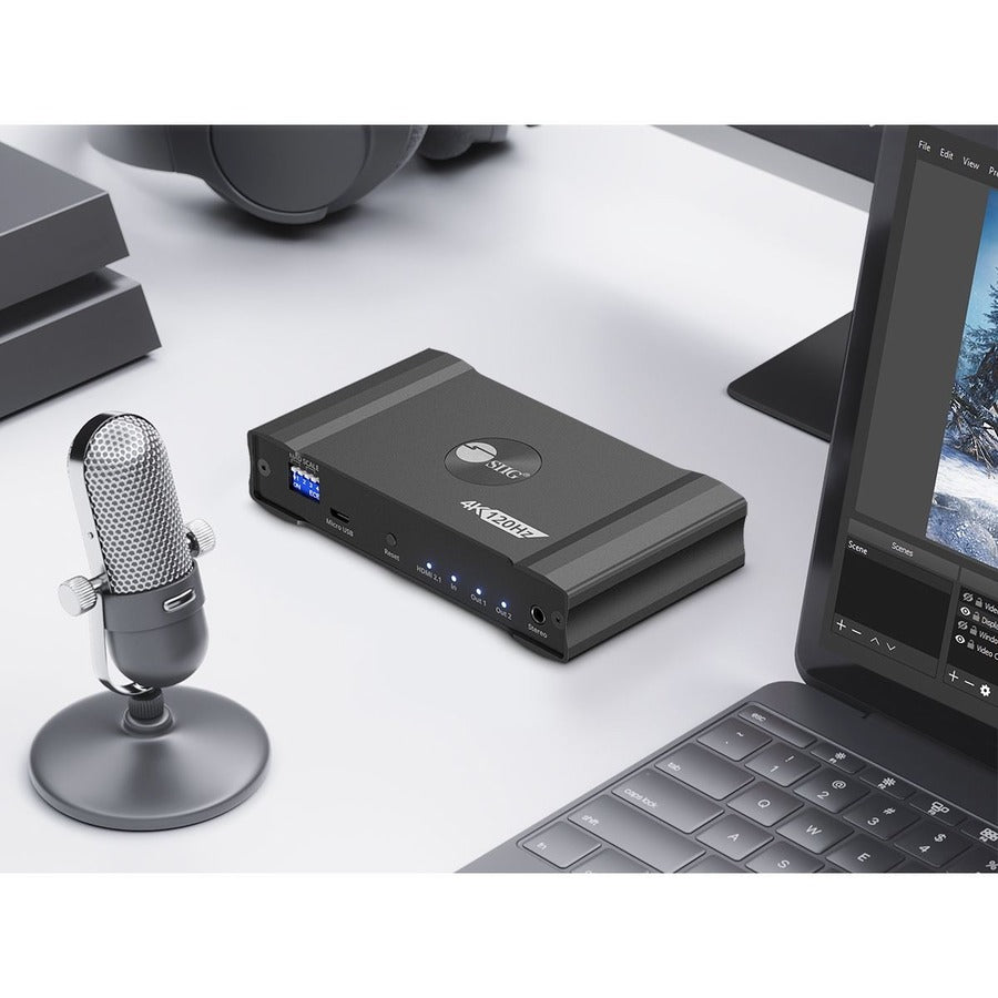 SIIG 1x2 4K120Hz HDMI Splitter with EDID & Audio Extractor CE-H27C11-S1