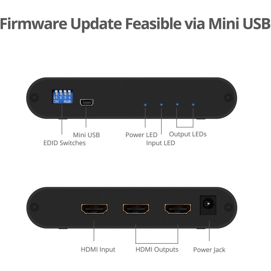SIIG 1x2 HDMI 2.0 Splitter / Distribution Amplifier with Auto Video Scaling - 4K 60Hz HDR CE-H22X11-S1