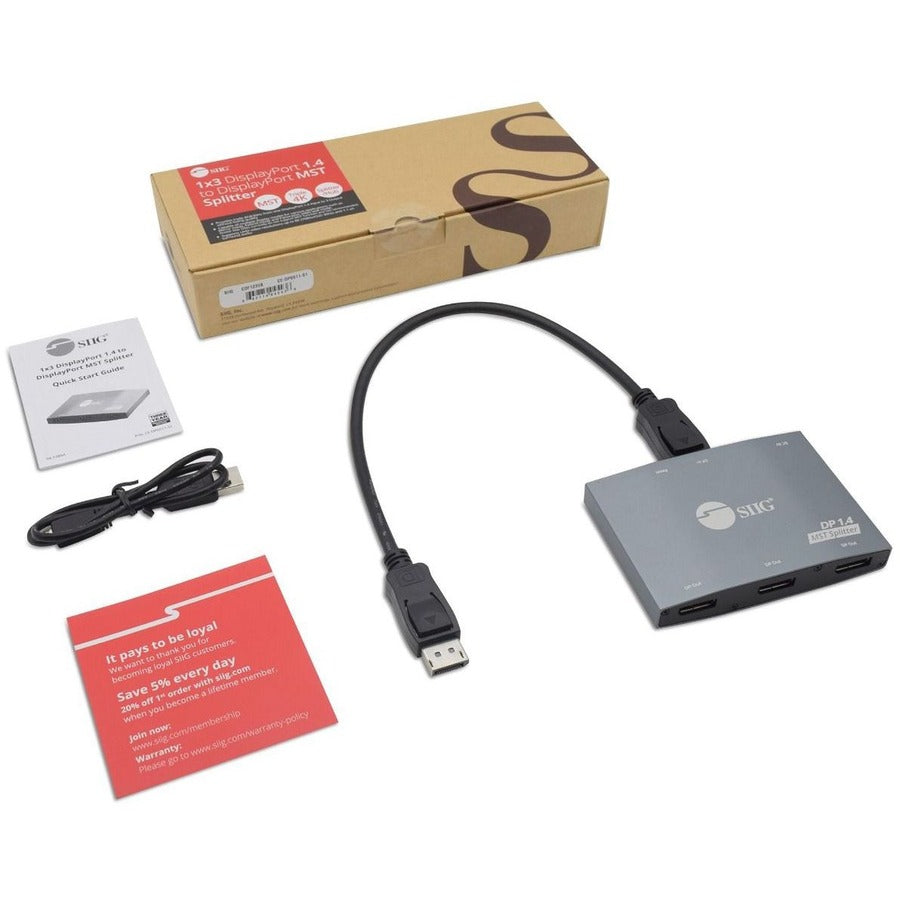 SIIG 1x3 DisplayPort 1.4 to DisplayPort MST Splitter CE-DP0S11-S1