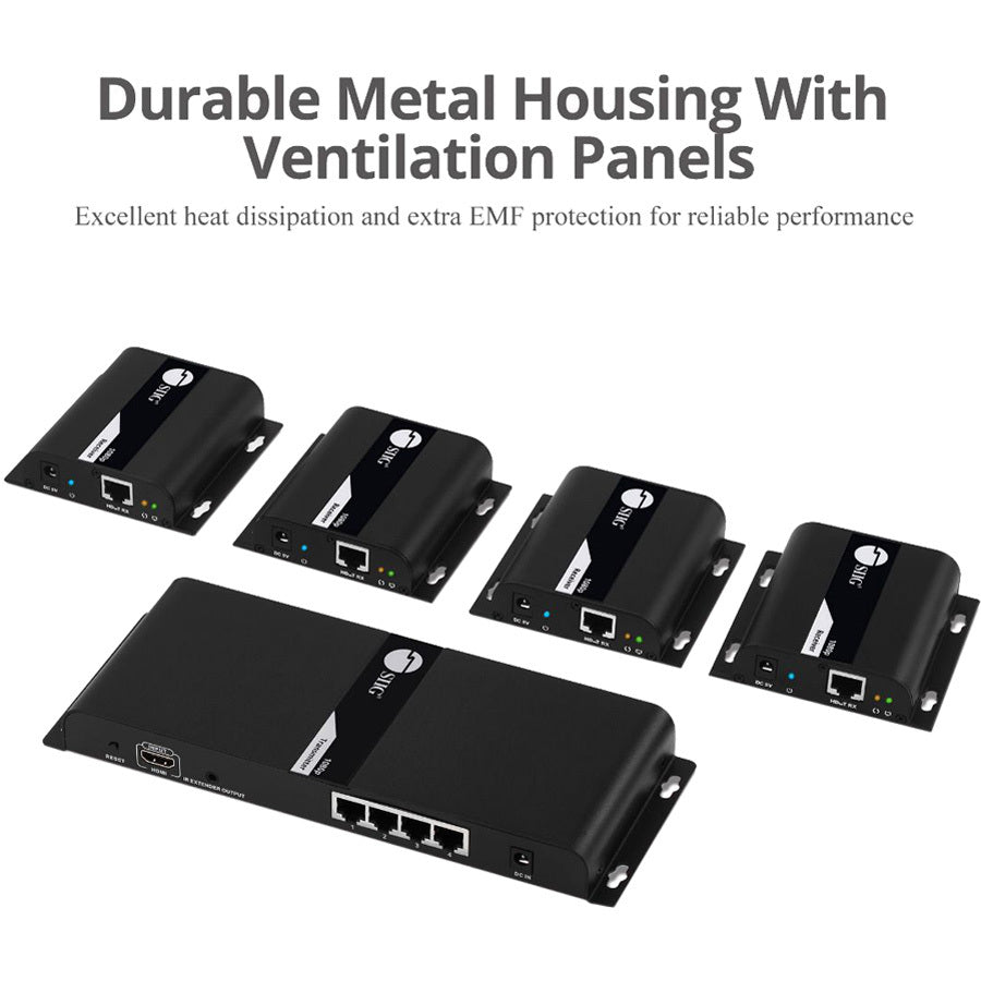 SIIG 1x4 HDMI Splitter HDbitT over IP Extender - 120m Over Cat6 CE-H25F11-S1