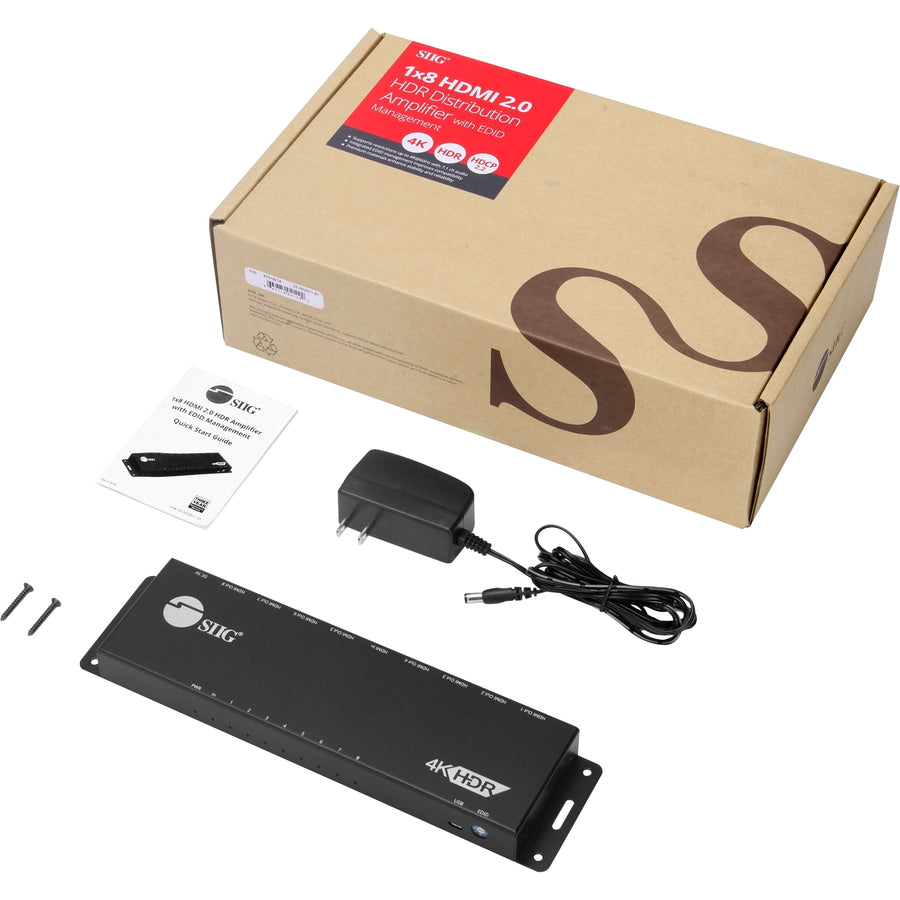SIIG 1x8 HDMI 2.0 HDR Splitter Distribution Amplifier with EDID Management - 4Kx2K 60Hz CE-H23D11-S1