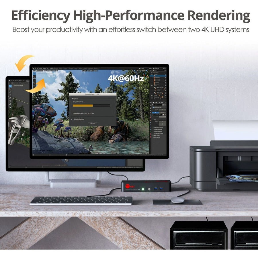 SIIG 2 Port 4K 60Hz DisplayPort 1.2 KVM Switch with USB 3.0 and Multi-Media ports CE-DP0F11-S1