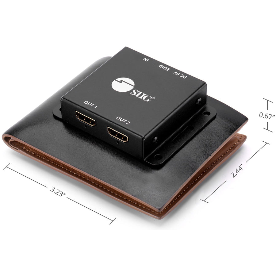 SIIG 2-Port HDMI 2.0 HDR Mini Splitter Amplifier with EDID Management CE-H23K11-S1