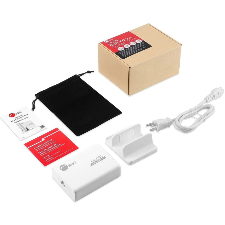 SIIG 240W GaN PD 3.1 Charger - 3C1A - Portable USB Type-C Charger - Maximum 240W output