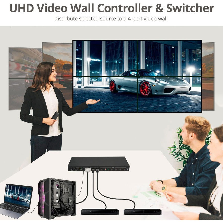 SIIG 3x3 4K Video Wall Processor with USB-C / DP / VGA / HDMI Input with EDID Management CE-H26F11-S1