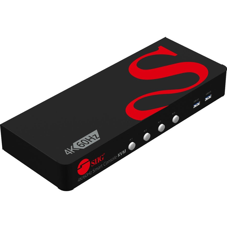 SIIG 4 Port 4K 60HZ DisplayPort 1.2 KVM Switch with USB 3.0 and Multi-Media ports CE-DP0G11-S1