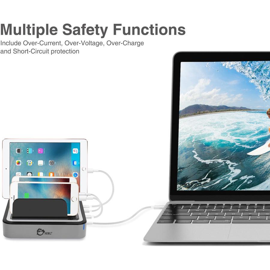 SIIG 48W 4-Port USB with Type-C PD Laptop Charging Station AC-PW1E12-S1