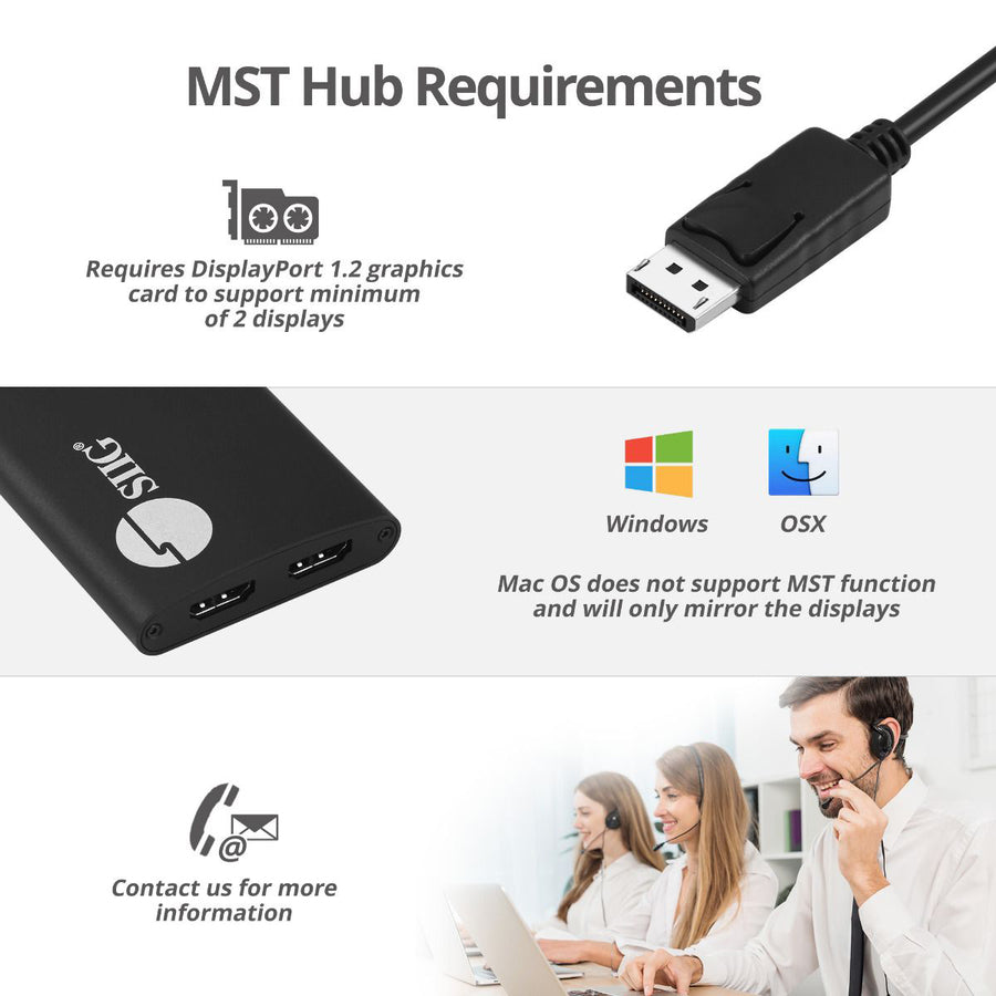 SIIG 4K 1x2 DisplayPort 1.2 to HDMI MST Splitter CE-DP0K11-S1