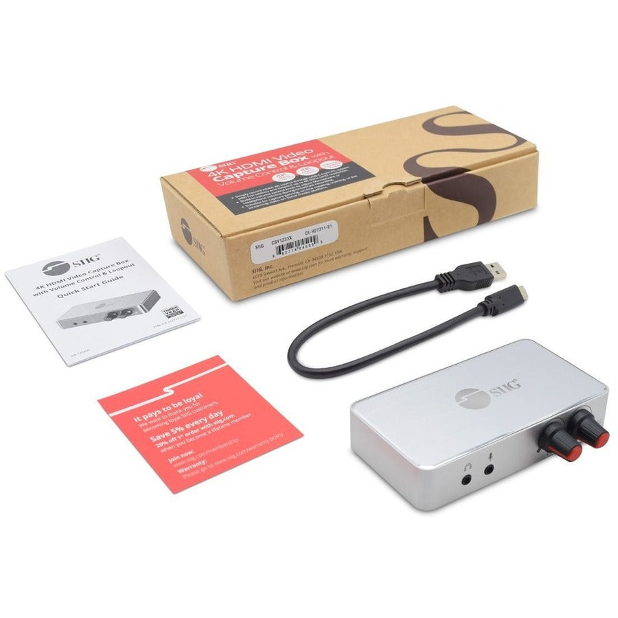 SIIG 4K HDMI Video Capture Box with Volume Control & Loopout CE-H27311-S1