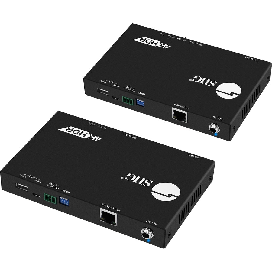 SIIG 4K HDR HDMI 2.0 & USB 2.0 Extender Over HDBaseT with RS-232 & IR CE-H23411-S1