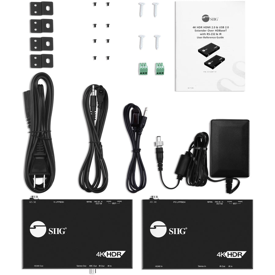 SIIG 4K HDR HDMI 2.0 & USB 2.0 Extender Over HDBaseT with RS-232 & IR CE-H23411-S1