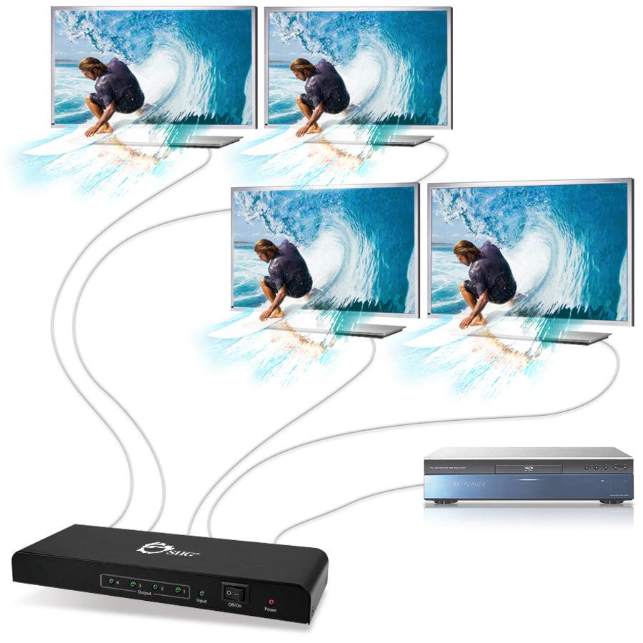 SIIG 4Kx2K HDMI 4-Port Splitter with 3D Supported CE-H22C12-S1