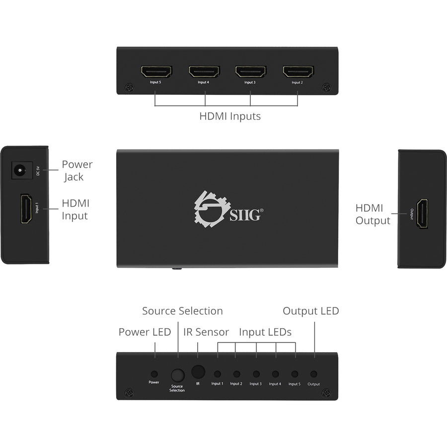 SIIG 5x1 HDMI Switch 4K CE-H23012-S1
