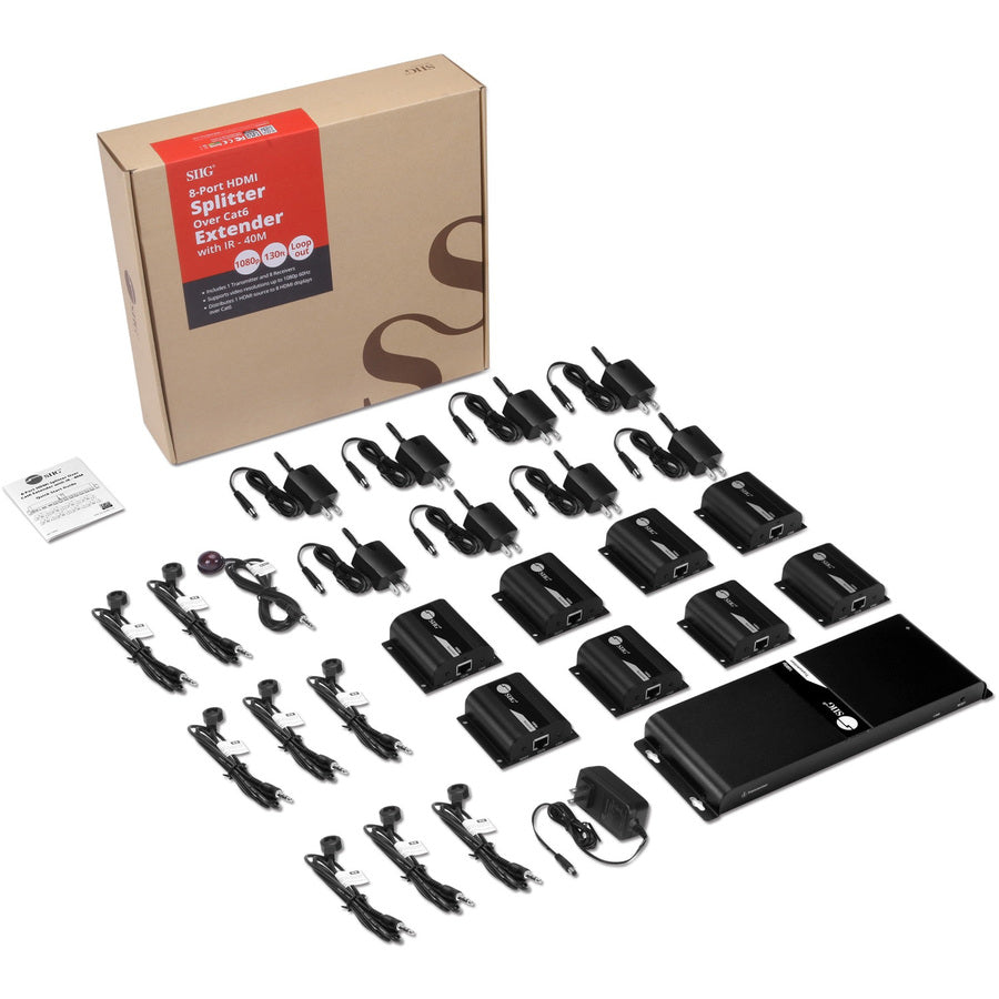 SIIG 8-Port HDMI Splitter Over Cat6 Extender with IR - 40M CE-H24811-S1