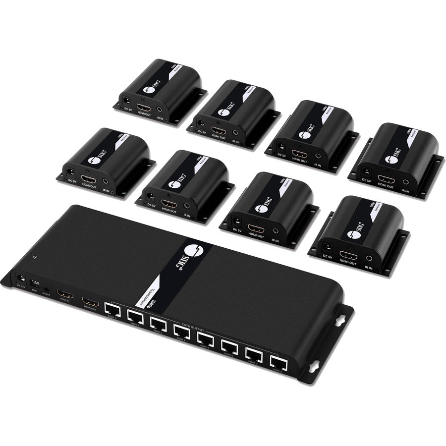 SIIG 8-Port HDMI Splitter Over Cat6 Extender with IR - 40M CE-H24811-S1