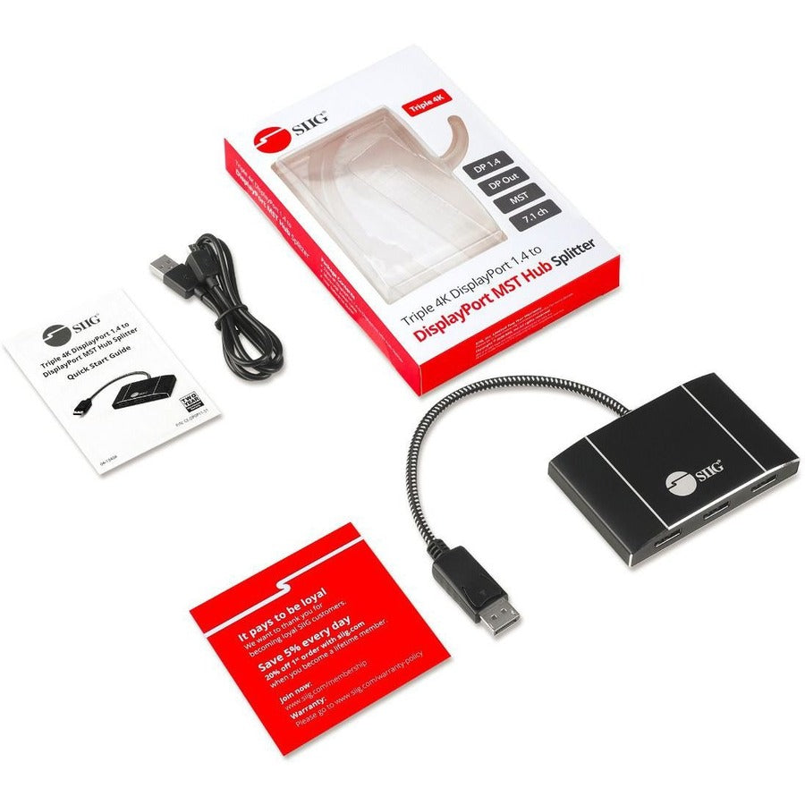 SIIG 8K 1x3 DisplayPort 1.4 to DisplayPort MST Hub Splitter CE-DP0P11-S1