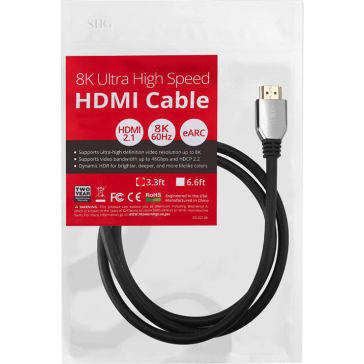 SIIG 8K Ultra High Speed HDMI Cable - 3.3ft CB-H21411-S1