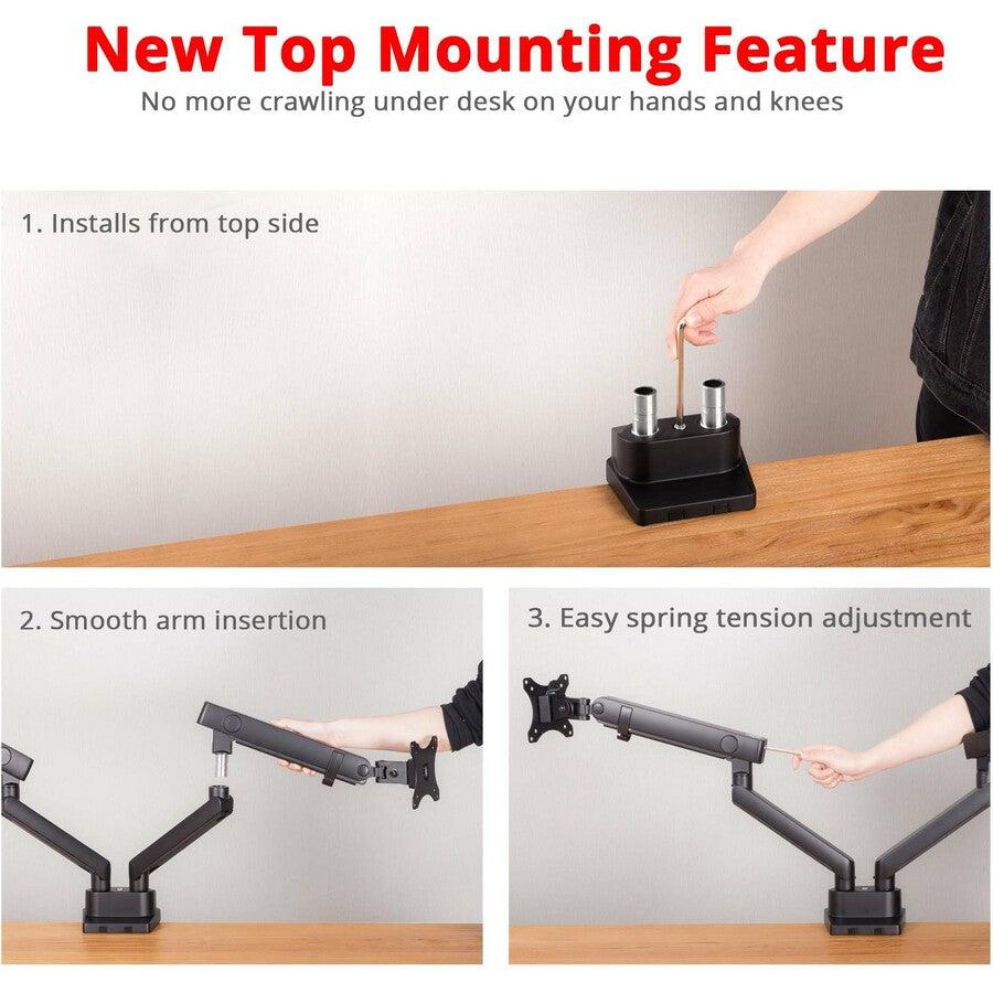 SIIG Aluminum Mechanical Spring Dual Monitor Mount - 17 to 32 - 17.6 lbs - Top Mounting" CE-MT2U12-S1