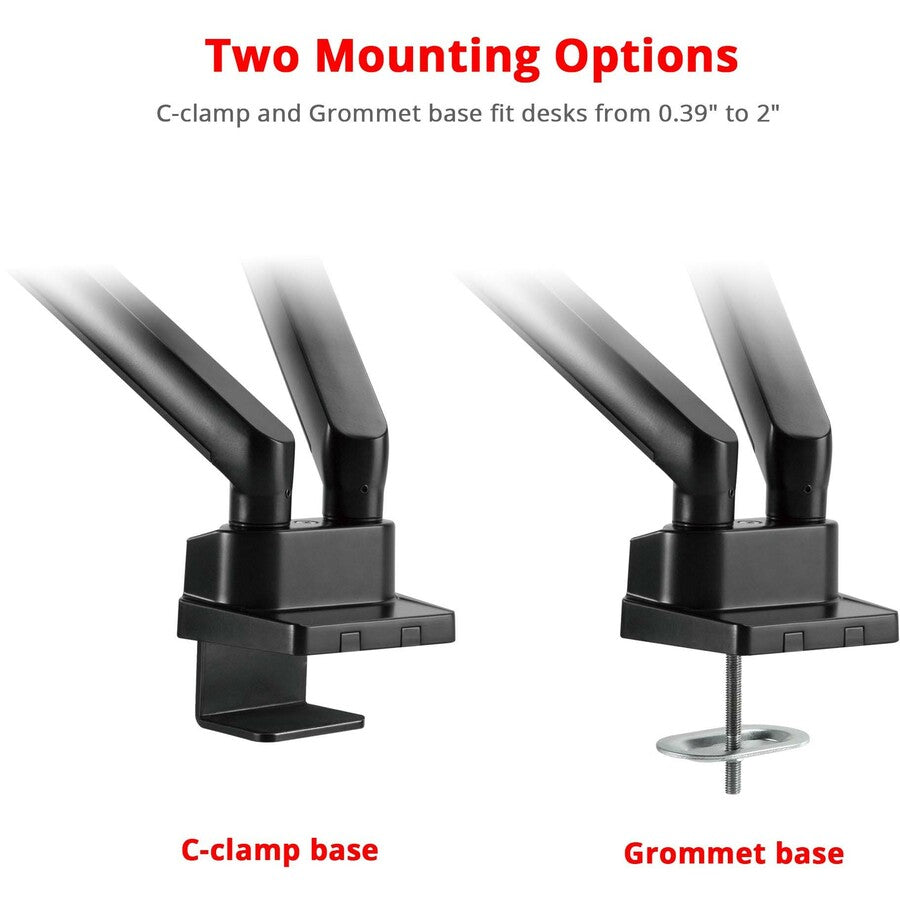 SIIG Aluminum Mechanical Spring Dual Monitor Mount - 17 to 32 - 17.6 lbs - Top Mounting" CE-MT2U12-S1
