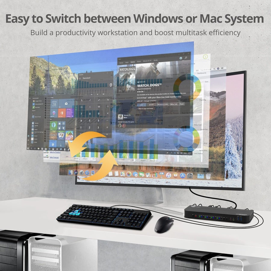 SIIG CE-KV0D11-S1 4x1 DisplayPort 4K KVM Switch - USB 3.0 Remote Control | SIIG