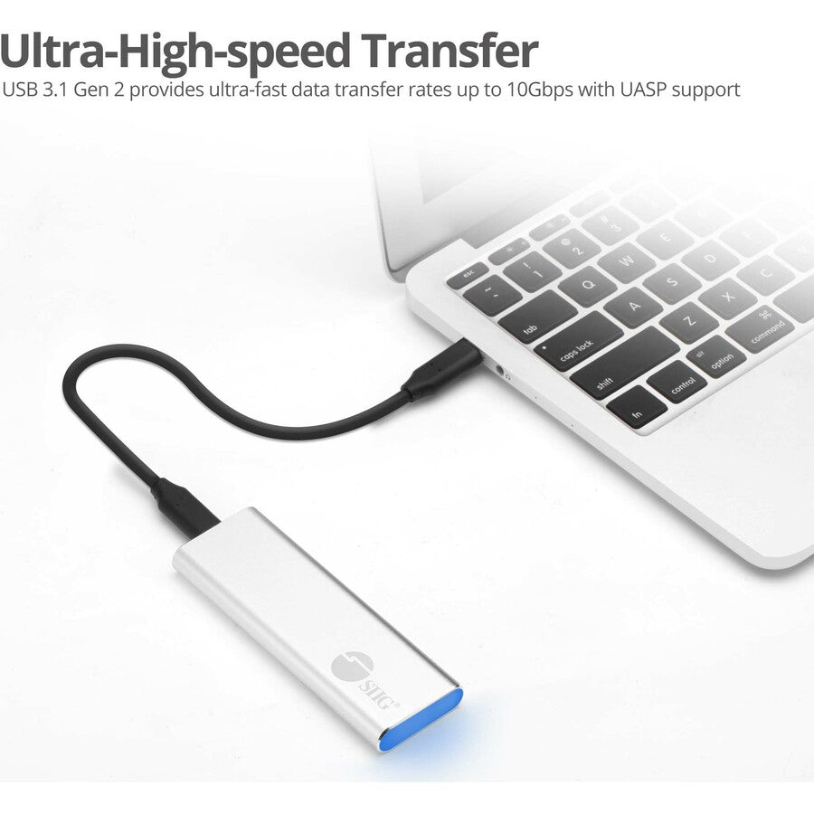 SIIG Drive Enclosure - USB 3.1 Type C Host Interface - UASP Support External - Silver JU-SA0W11-S1