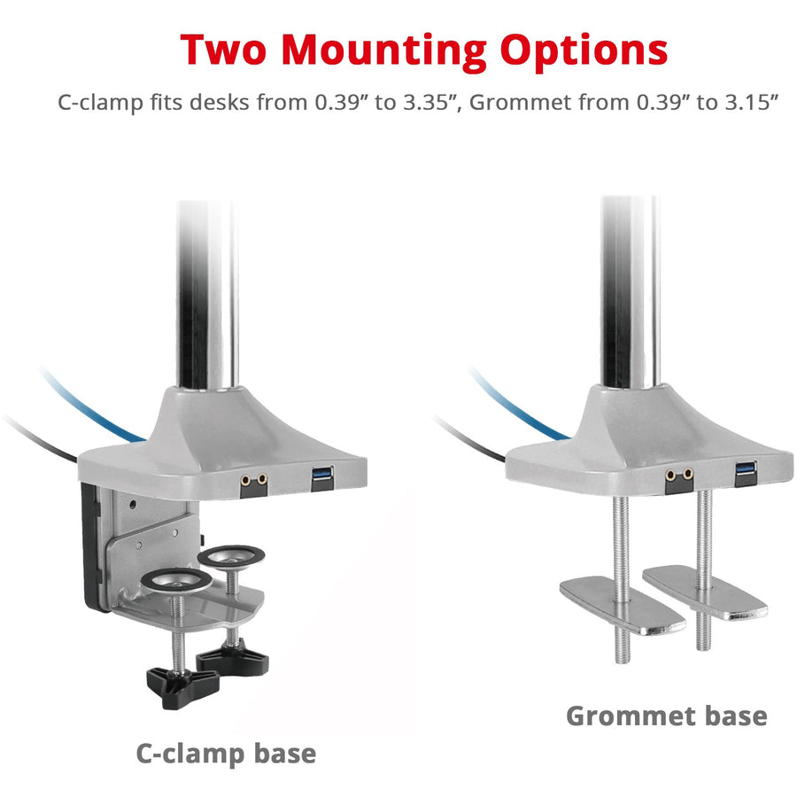 SIIG Dual Monitor Gas Spring Desk Mount with USB Port - 17 to 32"" CE-MT2X11-S1
