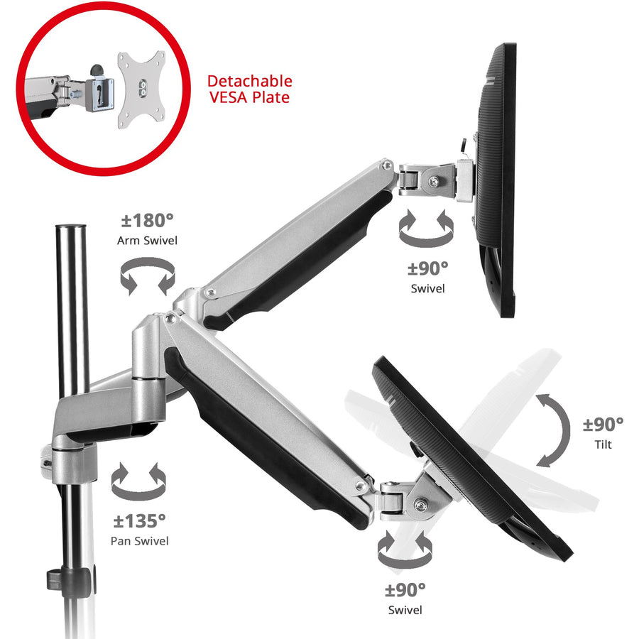 SIIG Dual Monitor Gas Spring Desk Mount with USB Port - 17 to 32"" CE-MT2X11-S1