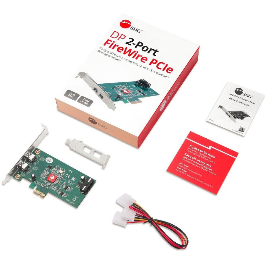 SIIG Dual Profile 2 Port FireWire PCIe NN-E20211-S1