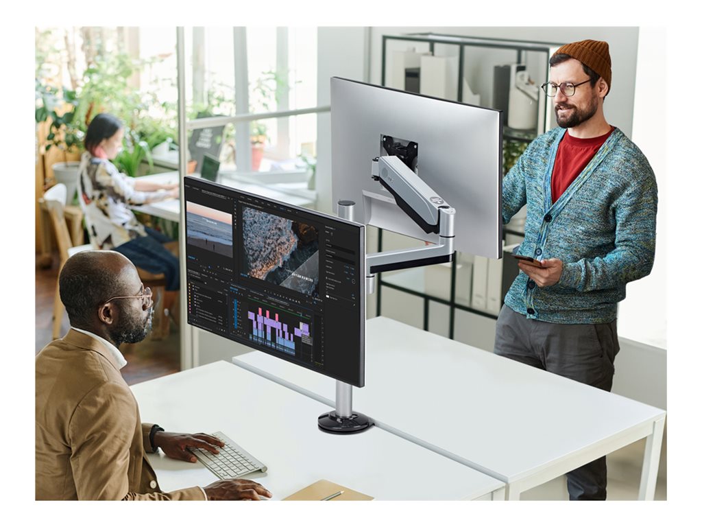 SIIG Dual Stacked Monitor Arm Desk Mount - 17 - 32" - Max Load 19.8lbs each - VESA 75/100mm - Mounting kit (dual gas spring monitor CE-MT3R11-S1