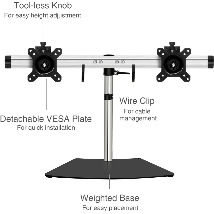 SIIG Easy-Adjust Dual Monitor Desk Stand - 13 to 27"" CE-MT2011-S1