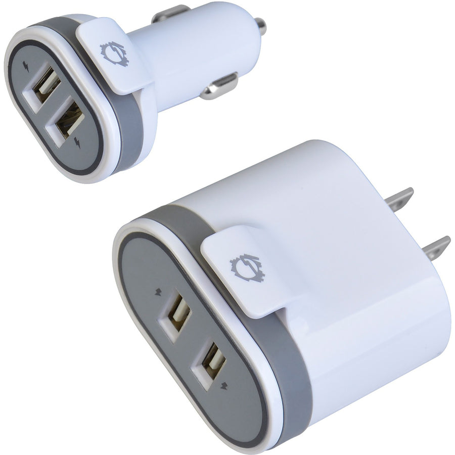 SIIG Fast Charging USB Wall Charger & Car Charger Bundle Pack - White AC-PW1A22-S1