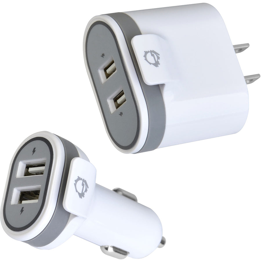 SIIG Fast Charging USB Wall Charger & Car Charger Bundle Pack - White AC-PW1A22-S1