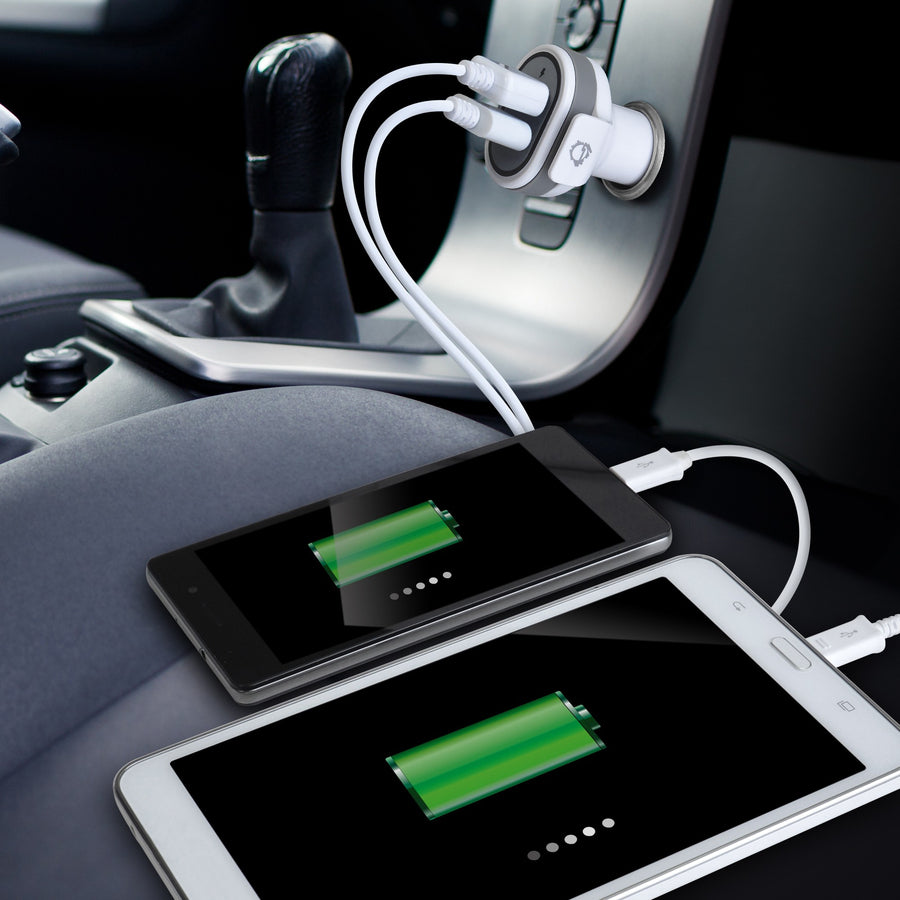 SIIG Fast Charging USB Wall Charger & Car Charger Bundle Pack - White AC-PW1A22-S1