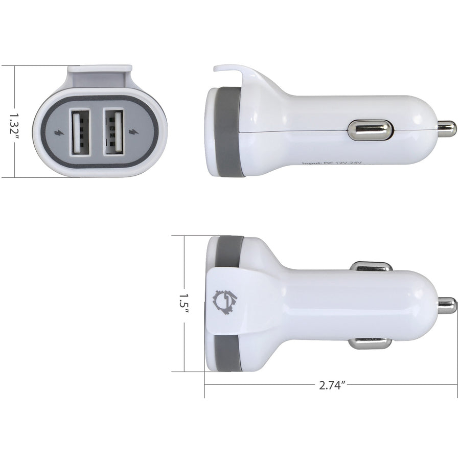 SIIG Fast Charging USB Wall Charger & Car Charger Bundle Pack - White AC-PW1A22-S1